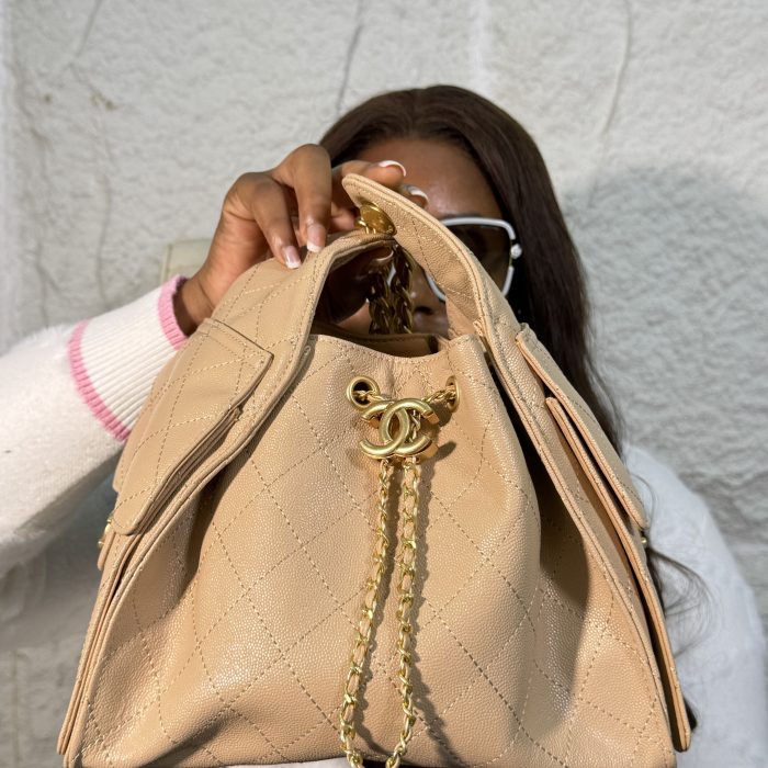 Channel Calvier Leather Bucket Bag