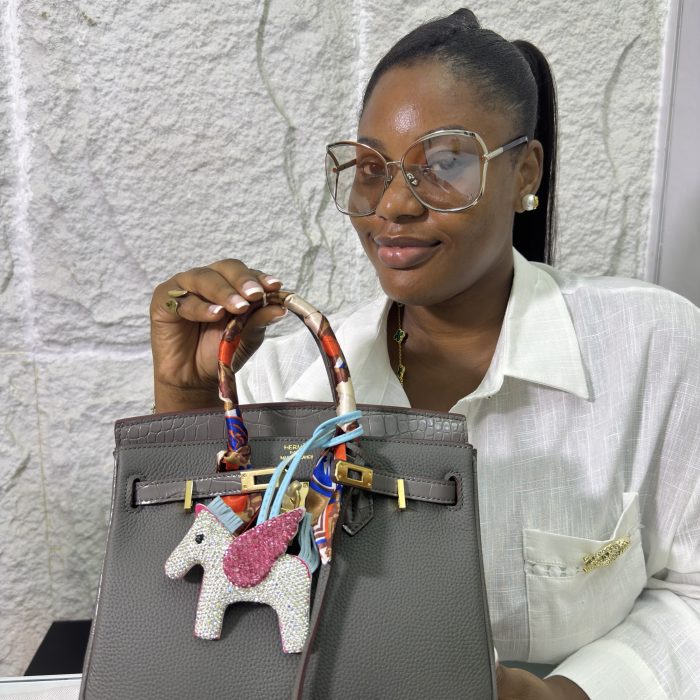 Croc Top Birkin Bag (Grey Color)